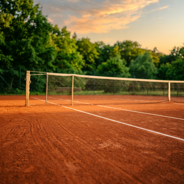 Roter Sandplatz bei Sonnenuntergang